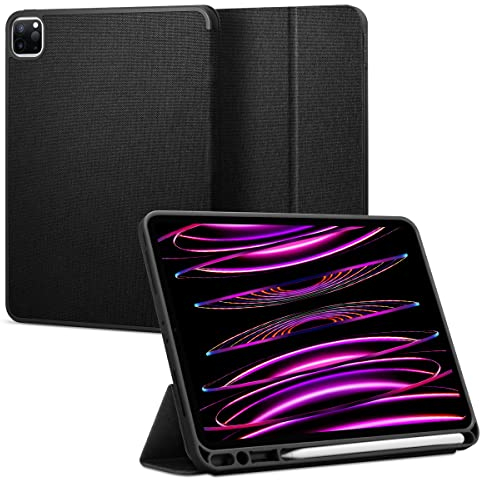 Spigen Urban Fit Hülle Kompatibel Mit iPad Pro 12.9 Zoll Generation 6 2022 | 5 2021 mit Apple Pencil (2. Gen) Halter - Schwarz