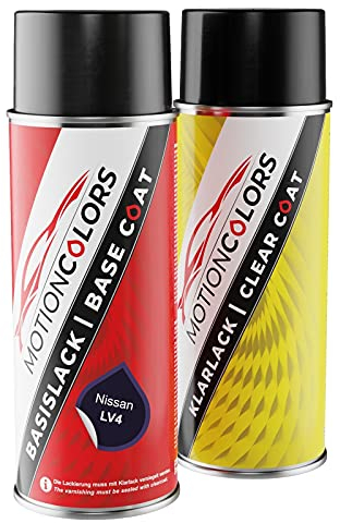 MOTIONCOLORS Midnight Purple Pearl 2 LV4 für Nissan Autolack Sprühdosen Set Basislack Klarlack Spraydose 400ml