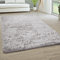 Paco Home Hochflor Teppich Wohnzimmer rutschfest Fellteppich Shaggy Flauschig Weich Modern Kunstfell Fell Imitat Einfarbig, Grösse:140x200 cm, Farbe:Silber