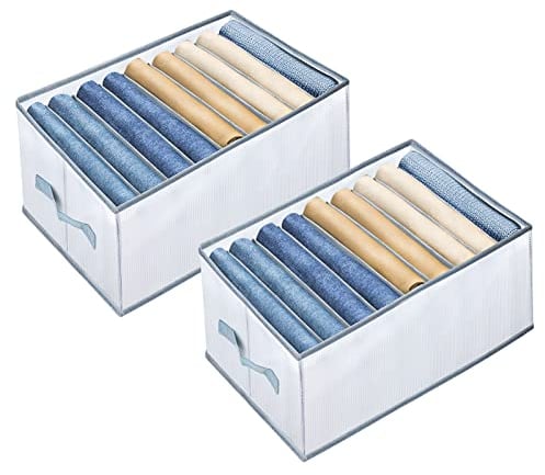 Hysagtek Hosenorganiser Box 9 Gitter, 2 Stück Kleiderschrank Ordnungssystem für Jeans Hosen Hemden Drawer Organizer Schrank mit Unterstützung aus PP-Brett Faltbare Schrank-Teiler für Hemd Hosen