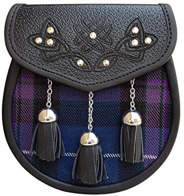 CLOUD KILT Sporran Kilt für Herren, Premium-Lederqualität, traditioneller schottischer Tartan mit Kette und Gürtel, Kilt Zubehör für Männer, Pride of Scotland Tartan