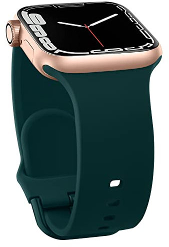 Meliya Correa para Apple Watch 41mm 45mm 44mm 40mm 42mm 38mm,Original Coloridos Correa Silicona Pulseras de Repuesto para iWatch Ultra Series 8 7 SE 6 5 4 3 2 1(42mm/44mm/45mm,Verde Oscuro)