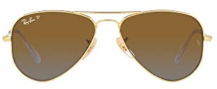 Ray-Ban Junior Unisex Kids RJ9506S Metal Aviator Sunglasses, Gold/Brown Gradient Polarized, 52 mm