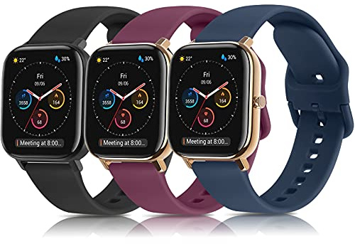 3 Pack Straps for Amazfit GTS 4 / GTS 2 / Bip 3 Pro - 20mm Silicone Quick Release Replacement Bands