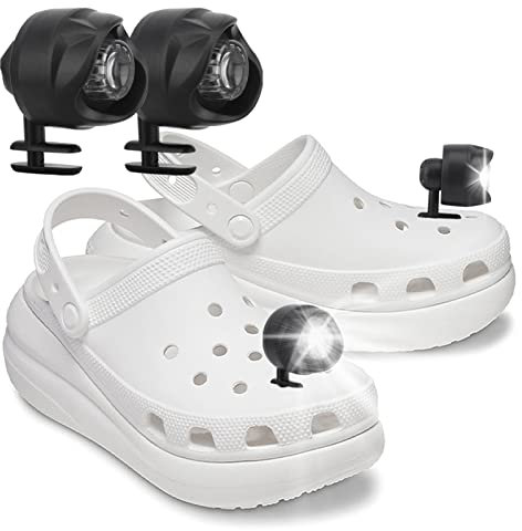 2Pcs Headlights for Croc Shoes, Small LED Lights for Croc Shoe Decoration Charms, IPX5 Waterproof Shoes Lights Charms with 3 Light Modes Funny Shoe Accessories for Adults Kids (Black)