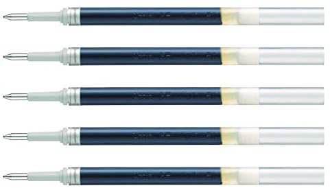 PENTEL Pack of 5 LR7 Refills for Energel Rollerball Liquid Tip 0.7 mm Line 0.35 mm Green