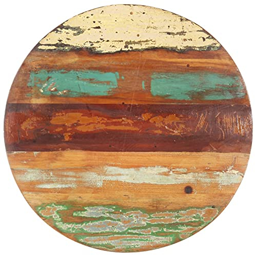 Tidyard Tischplatte Massivholzplatte Holzplatte Ersatztischplatte Holz Platte für Esstisch Altholz Massiv Rund 70 cm 15-16 mm