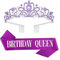 Leixi Birthday Queen Sash & Rhinestone Tiara Kit - 21st 30th 40th 50th 60th Birthday Gifts Birthday Sash for Women Birthday Party Supplies (Purple)