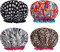 AOOWU Shower Caps, 4 Pack Waterproof Bath Caps Large Reusable Shower Hats, Elastic Band Double Layers Hair Bath Caps with Soft Ruffled Edge for Women Girls Ladies Spa Salon Home Use