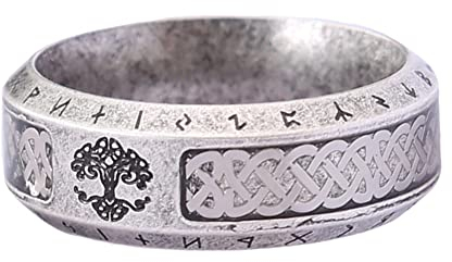 TQWSVUM Nordic Viking Lebensbaum Ring Für Männer Frauen -8mm Edelstahl Vintage Keltischer Knoten Ring - Paar Mode Punk Biker Yggdrasil Amulett Piraten Ring Schmuck(B,13)