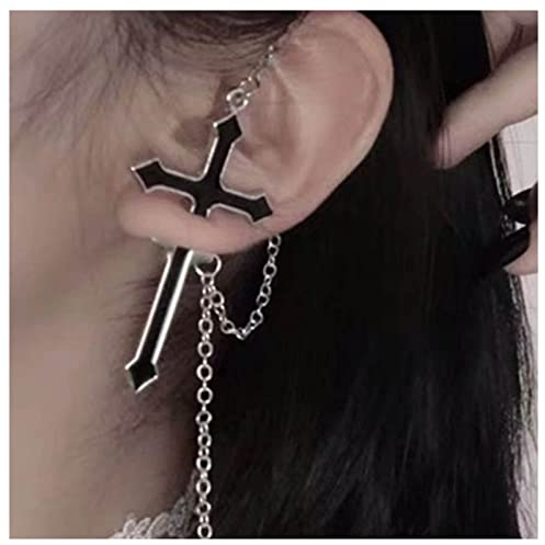 Cimenexe Punk Schwert Ohrringe Schwarzes Schwert Ohrstecker Ohrringe Vintage Kreuz Kette Tropfen Ohrringe Religiöse Ohrstecker Ohrringe Schmuck Für Frauen Und Mädchen Geschenke