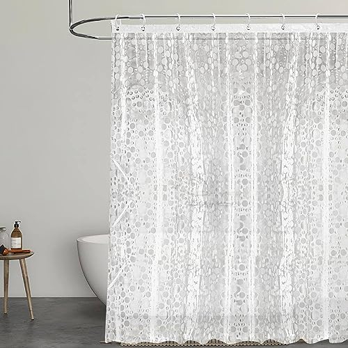 OUYANKA Tenda da Doccia Trasparente 120x180 cm Tenda Vasca da Bagno Motivo a Pois Tende Doccia 3D EVA Antimuffa Tende Bagno Impermeabile con 6 Ganci