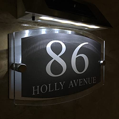 Moderno Numero civico Luce solare LED 1-9999 nome della strada Grigio Bordo dell'arco