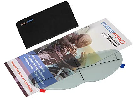 Photochromic and Anti-Fog Film for Motorcycle Helmet Visor Helmet Shield Insert Lens Transitional Visor Film from A Clear to A Indigo Tint,Stay Transparent Indoors,Darken in the Sun,Visual Comfort