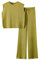KEERADS Frauen Sommer Gestrickte Plissee Kurzarm Pullover 2 Stück Set Elegante Breite Bein Einfarbig Anzug Sport Hosen Anzüge Jogging Set Damen