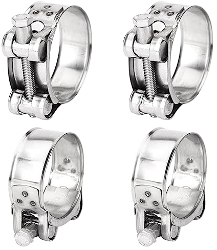 Pamtns Collier de Serrage Echappement 4 Pièces Collier Tourillon Tuyau Clips Réglable Colliers de Serrage en Acier Inoxydable Pinces D'échappement pour Famille Tuyau d'Eau Architecture 44-47mm