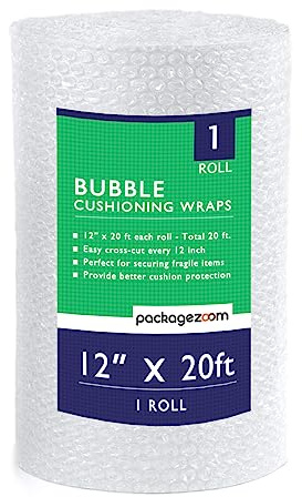 Luftpolsterfolie, 30,5 cm x 6,1 m, alle 30,5 cm perforiert, schützende Verpackungsmaterialien für Umzüge und Versand von Kartons und zerbrechlichen Gegenständen