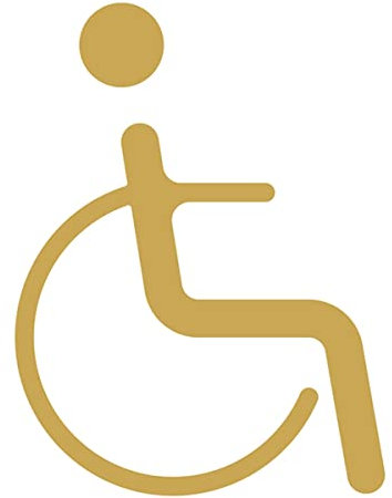 Cartello per toilette, set di figure con freccia per WC da uomo e da donna in ottone, cartelli per porta del bagno moderno, segnaletica per disabili (E)