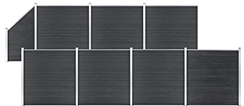 Homgoday WPC Zaunset 7 eckig + 1 schräg 1311x186 cm grau