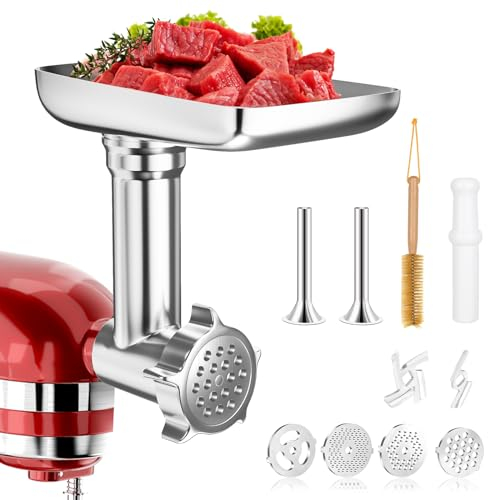 XINCAN Metal Food Grinder Attachments for KitchenAid Stand Mixers and Cuisinart Stand Mixers SM-50 Series. Sausage Stuffer, Meat Grinders Electric, Food Processor. For Kitchen aid Mixer Attachments.