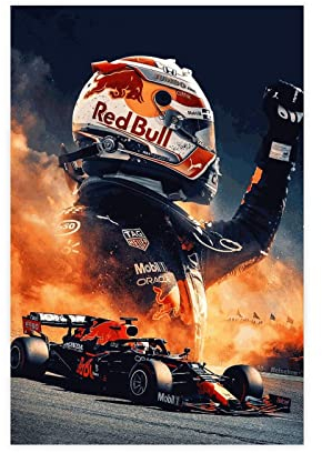 OakiTa World Formula 1 Driver Max Verstappen Poster 16 Leinwand Poster Wandkunst Dekor Druck Bild Gemälde für Wohnzimmer Schlafzimmer Dekoration ungerahmt 30 x 45 cm