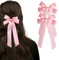 2 Pcs Nœuds à Cheveux Roses, Ruban de Cheveux avec Longue Queue, Nœuds en Satin Soyeux, Mignons Barrettes à Cheveux avec Accessoires à Nœuds pour Femmes, Filles, Enfants