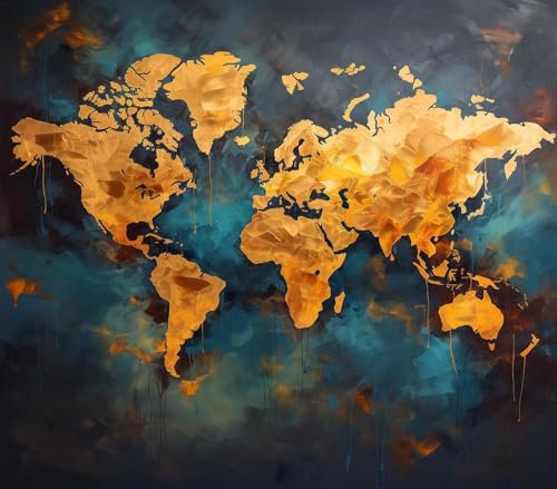 SonGxu Peinture par Numero Adulte,Carte du monde,Kit Peinture Adulte Débutant Comprend des Peintures Acryliques et des Pinceaux,40x50cm,Sans Cadre