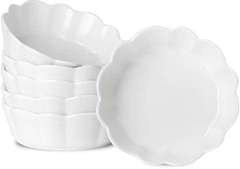 6 Pcs Plats à Four, Petit Plat à Four Blanc, 17.5x 17.5x5.5cm 700ml, Assiette pour Four Porcelaine pour Brûlée, Quiché, Tarte, Pasta, Lasagne, Tiramisu, Idéal pour 2 Personnes