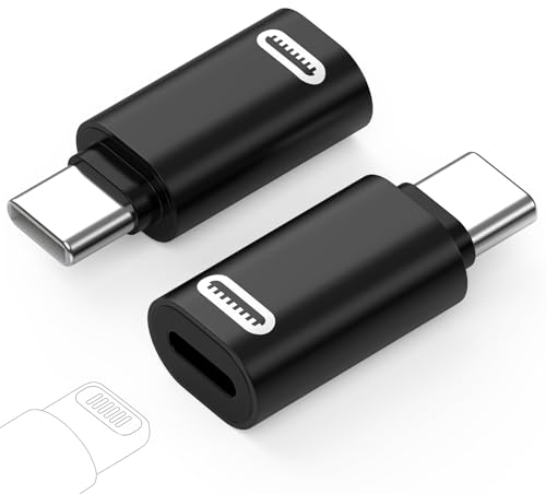 MoKo Lightning Buchse auf USB-C Stecker Adapter, 2 Stück USB-C Stecker auf Lightning Buchse Adapter für iPhone 16/15 Pro Max Plus, iPad, Schnell Laden, Nicht für Audio/OTG, Schwarz PD