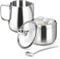 Ensemble de sucrier et de crème, récipient à sucre et pichet à mousse de lait pour bar à café, sucrier en acier inoxydable avec couvercle et cuillère pour accessoires de machine à expresso (argenté)