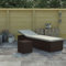 Homgoday Sonnenliege mit Kissen und Teetisch Poly Rattan Braun Liegestuhl Chaiselongue Stuhl Outdoor Garten Sonnenliegen Liege für Strand, Terrasse, Pool und Campingmöbel