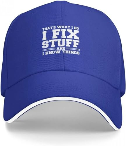 CAPHATMC Baseballkappe Hiphop Sonnenhut „That's What I Do I Fix Stuff and I Know Things“ lustiger Spruch für Mechaniker Vater Baseballkappe Visier Anime-Hut für Damen und Herren