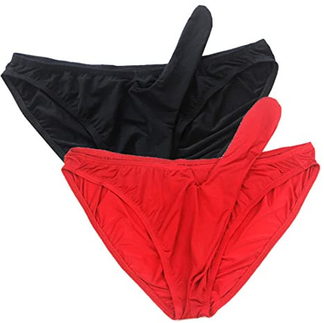 VemeFufu Slip Homme String Hot Elephant Mankini Thong Transparent Ficelle sous-Vêtement pour Hommes 2 Pack Noir + Rouge