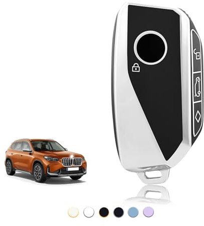 TOOMUME Coque Clé TPU, Etui Clé Étui Clé Adapté pour BMW 2/3/5/7 Série U06 X1 U11 X2 U10 X4 X5 X6 X7 XM IX ix1 i4 i5 i7 M3 M5 G05 G07 G70 G81, Couvre Clef Cache Cle Voiture Telécommande - Smart Key