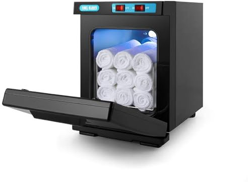 Chauffe-serviettes, serviette UV 10/23 l, armoire de désinfection, serviette de stérilisateur chaude, serviettes chauffantes à 360 °, armoire chauffante professionnelle 176 °F pour beauté, salon, spa