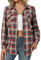 Zeagoo Chemise à carreaux pour femme - Manches 3/4 - En coton - Manches 3/4 - Pour la fête de la bière - Col en V - Chemisier de bûcheron - Décontracté - Avec boutonnière, noir/rouge, S