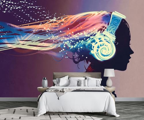 Wall Murals 3D Wallpaper Headphones Music Beauty 3D Wall Mural Living Room Bedroom Wallpaper -D008-430cmX300cm