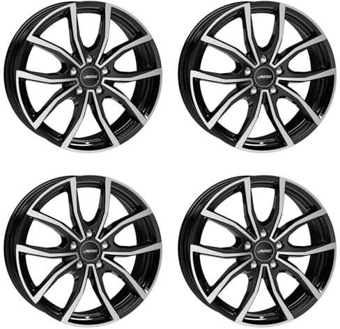 4x AUTEC Felgen Alufelgen VIDRON 6.5x16 ET41 5x112 Schwarz poliert kompatibel mit VW Golf VI Passat T-Roc Golf VII Jetta Touran Scirocco Golf VIII