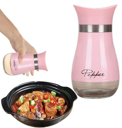 Juego de salero y pimentero | Cocteleras de condimentos recargables, fondo de vidrio con tapa de acero inoxidable para utensilios de cocina, mesa de cocina, RV, barbacoa, decoración de granja,