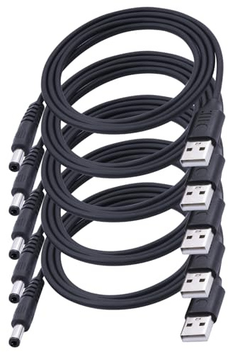 LANMINGLEL Cavo di alimentazione da USB a DC Cavo USB 2.0 con spina A a spina DC 5,5 mm x 2,5 mm 5 Volt per cavo di alimentazione a presa per luci LED, altoparlanti, spade laser, router, ventilatori e