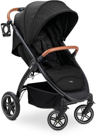 hauck Uptown, Melange Black - Kinderbuggy mit Liegeposition ab Geburt, Breiter Sitz bis 22 kg, Getränkehalter, Gummiräder, Federung, UV Schutz 50+, Faltbar, Höhenverstellbar, Großer Korb