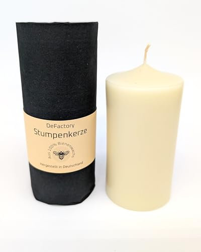 Premium Stumpenkerze 100% Bienenwachs farbig 12cm x 55mm Haushaltskerze Brenndauer 30h (1, Weiß)