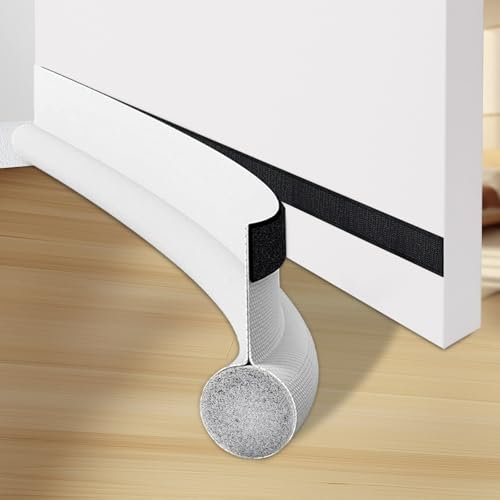 HKDZ Draft Excluder for Doors, 39 Inches Draught Excluder for Doors, Noise Blocker Door Draft Excluder Blocker Washable Dust Proof Removable Adjustable Door Sweeps Black 2 Pack,White