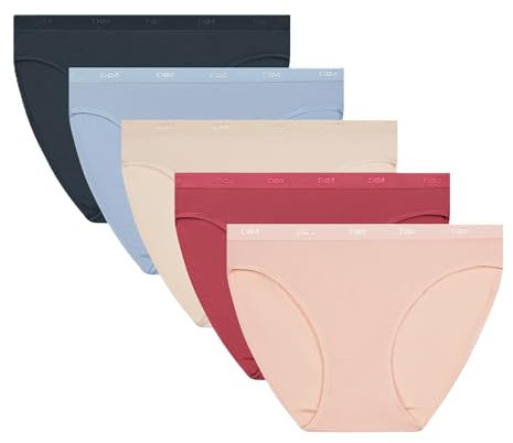 Dim Femme Les Pockets Ecodim Coton Classique X5 Culotte, RSE Baller/Sil/BGE/BL Che/GR GRA, XS-S EU