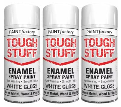 GSV Essentials Enamel White Gloss Spray Paint for Wood, Metal, Plastic, Ceramic, Perfect for Interior and Exterior All Purpose Use, 400ml (3 Pcs)