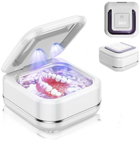 Ultraschallreinigungsgerät, 42kHz Ultraschall-UV-Reinigungsgerät für Zahnersatz, 25W Ultraschallreiniger, 180ml Ultrasonic Cleaner Geeignet zur Reinigung von Zahnersatz, Ringen, Schmuck, Schnullern