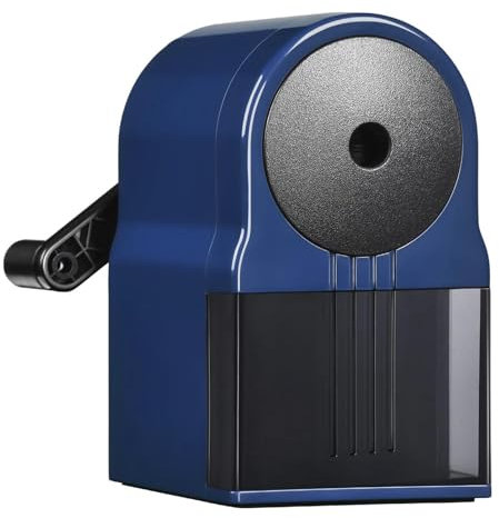 Bleistiftspitzer Manueller Anspitzer Mit Behälter 5 Positionen einstellbare Dicke Spitzer Mit Kurbel Geeignet für Kinder Künstler Schüler Büro (Blau)