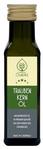 Odenwälder Lebensmittel Premium Traubenkernöl, Kaltgepresst aus hochwertigen Traubenkernen, Ideal für Salate & kreative Gerichte – Made in Germany (100 ml)