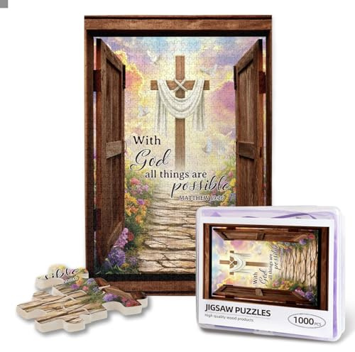 Kreuz-Puzzles für Erwachsene, 1000 Teile, inspirierendes katholisches Kreuz, Sonnenuntergang, Puzzle, motivierend, spirituell, religiöse, Bibel, Wandkunst, Bilder, Heimdekoration