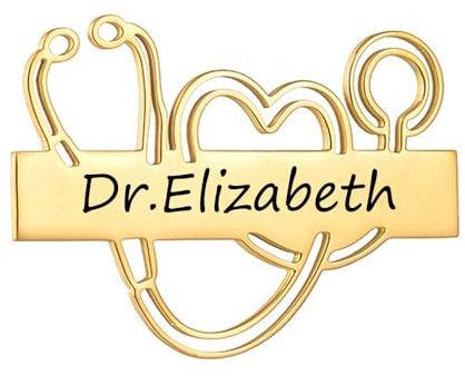 TEAMER Gravierter Individueller Name Stethoskop Brosche Personalisierte Edelstahlbrosche Arzt- und Krankenschwester-Stethoskop-Brosche für Damen und Herren